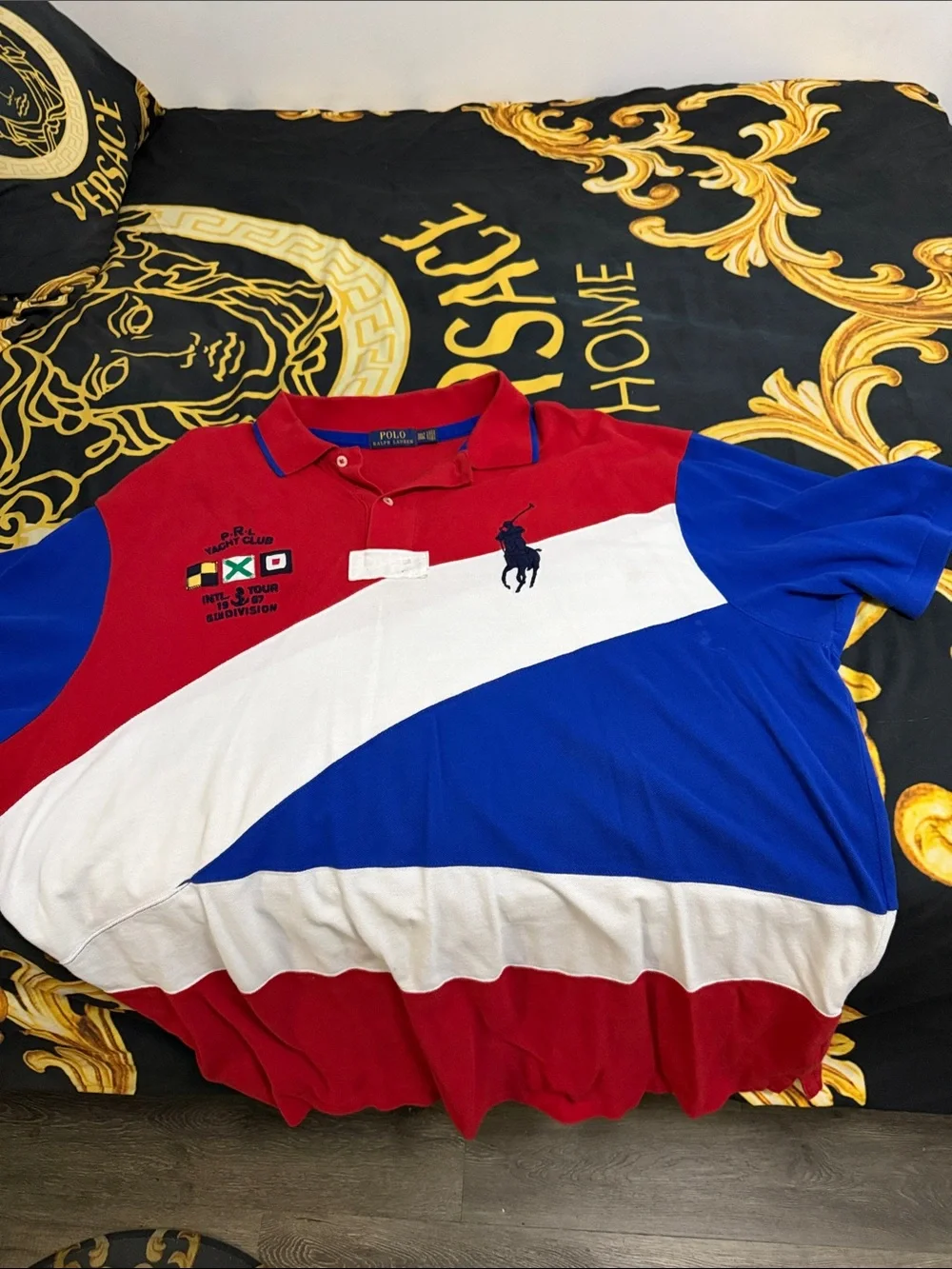 Ralph Lauren Red White Blue Diagonal Polo Shirt